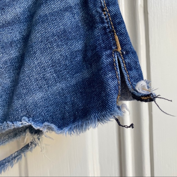 Free People Blue Distressed Cut-Off Jean Shorts - Picture 6 of 11
